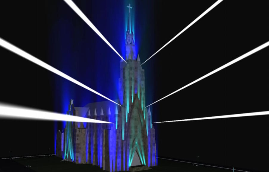 Perspectiva de como ficará a Catedral de Pedra com a nova iluminação
