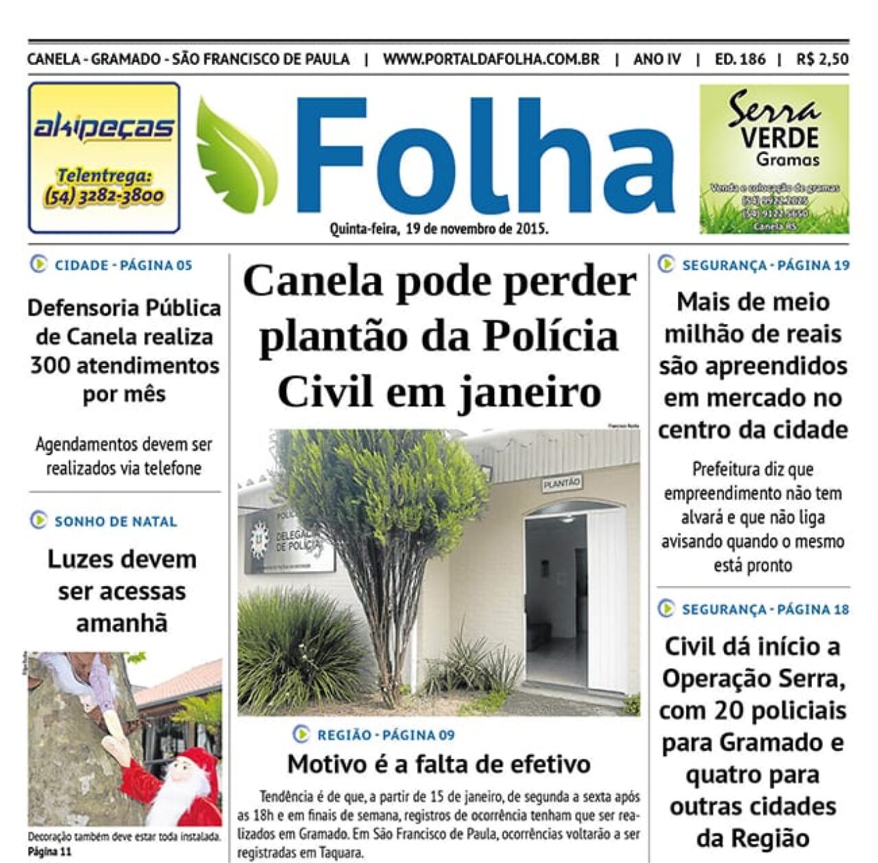 Capa da edição 186, de 19 d novembro de 2015