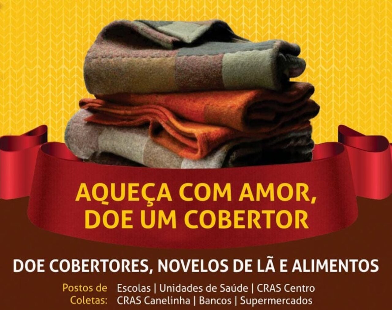Foto: Reprodução - Foco é arrecadar cobertores, alimentos e novelos de lã