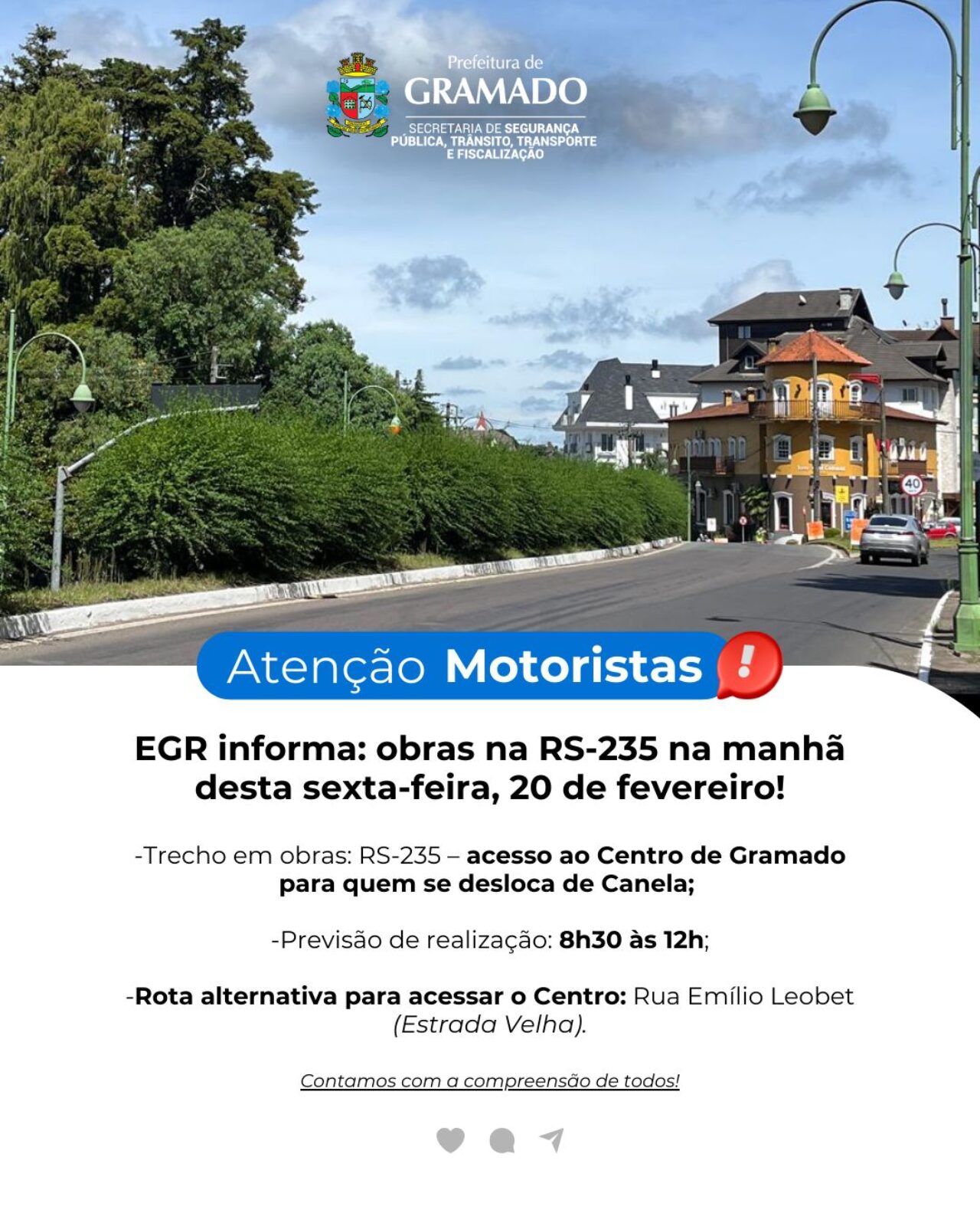 Card obra EGR na RS 235