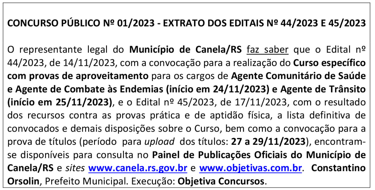 Microsoft Word - 2023-44 e 45 - Extrato para jornal -  Convocaç