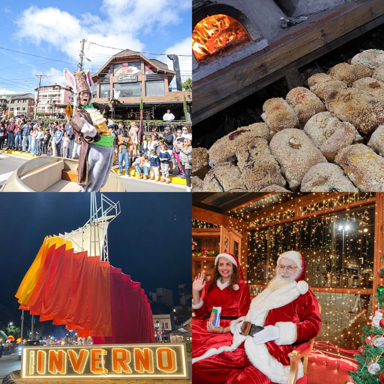 Eventos como Páscoa, Festa Colonial, Temp de Inverno e Sonho de Natal