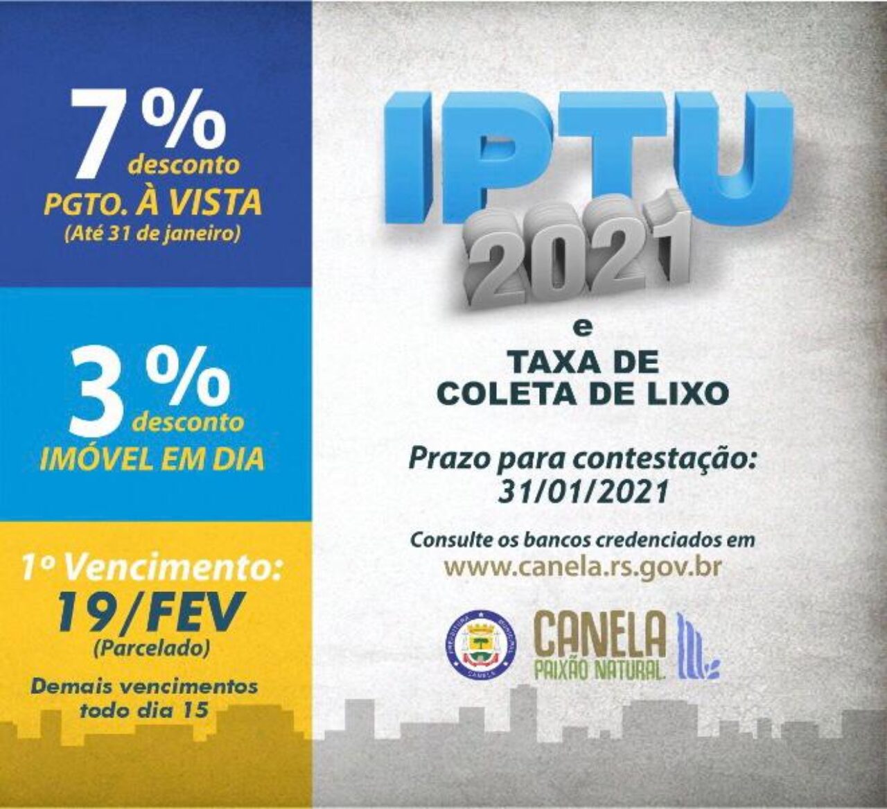 IPTU de Canela terá reajuste de 3,92% com base no IPCA