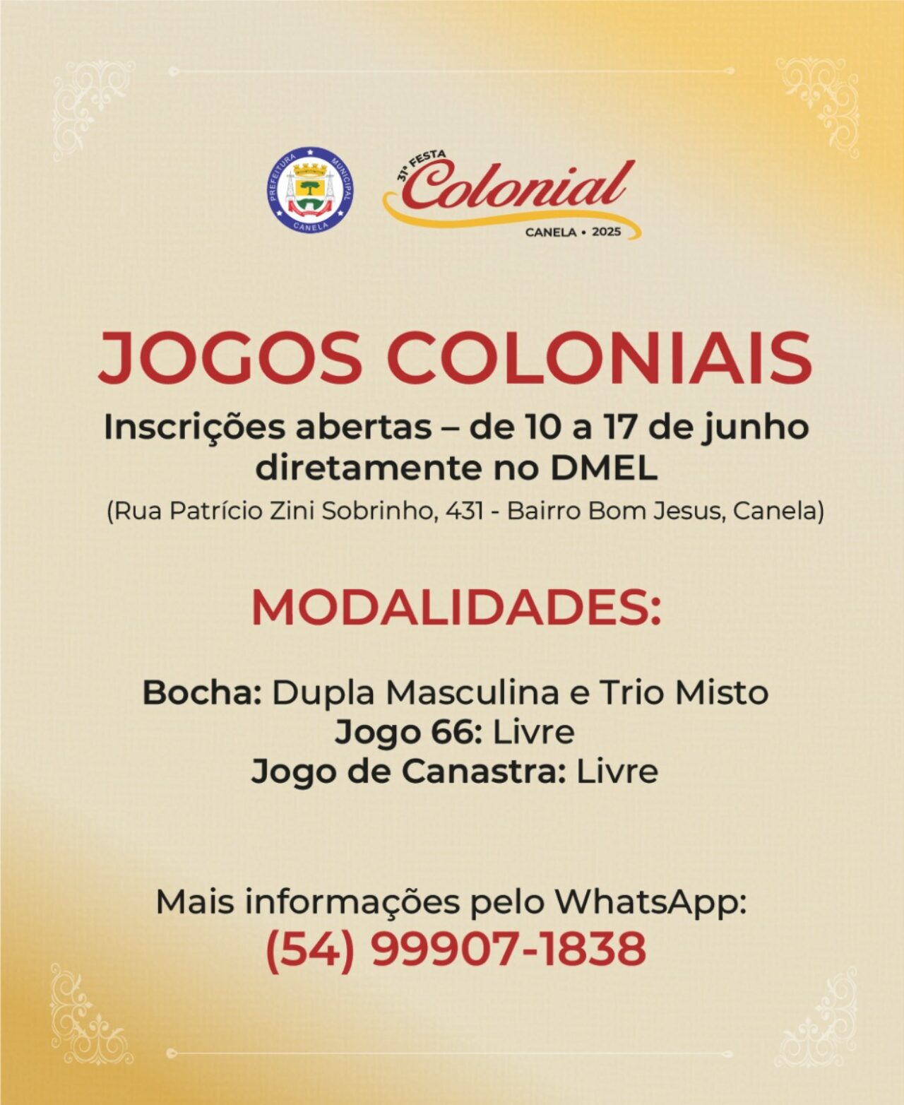 Jogos coloniais Canela