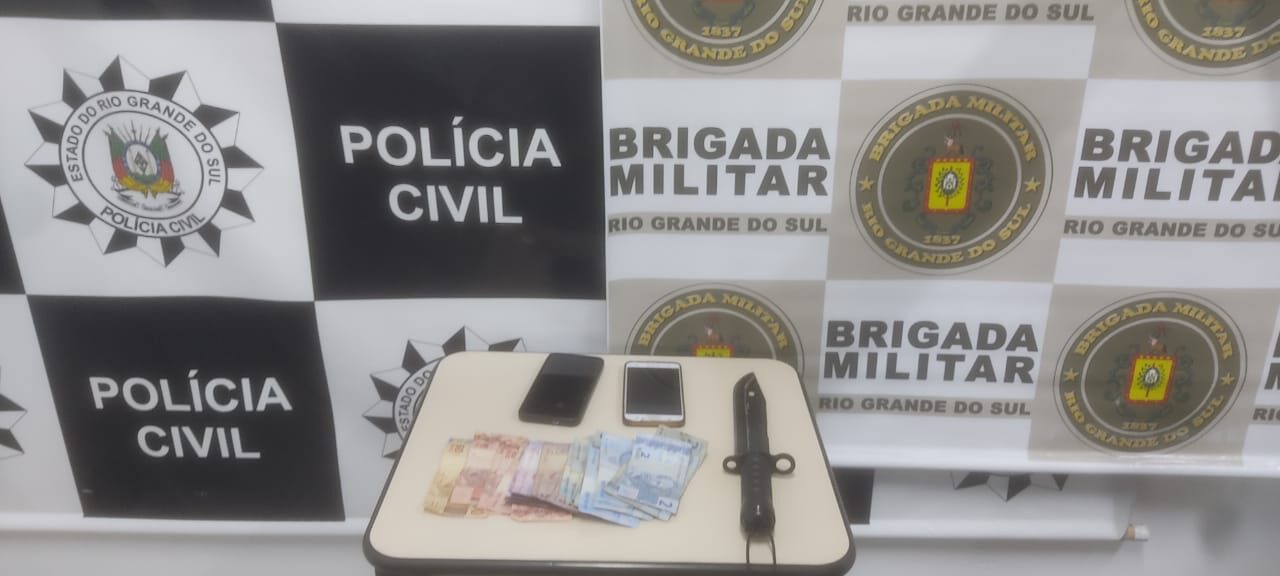 São Francisco de Paula - BM e Polícia Civil prendem homem e apreendem menor por roubo com lesões em mercado
