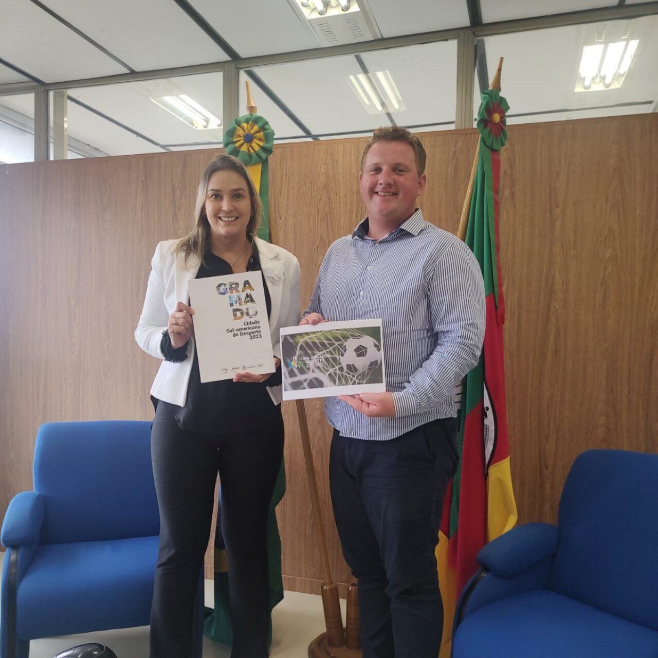 Foto: Letícia e Lucas conversaram sobre o esporte em Gramado.