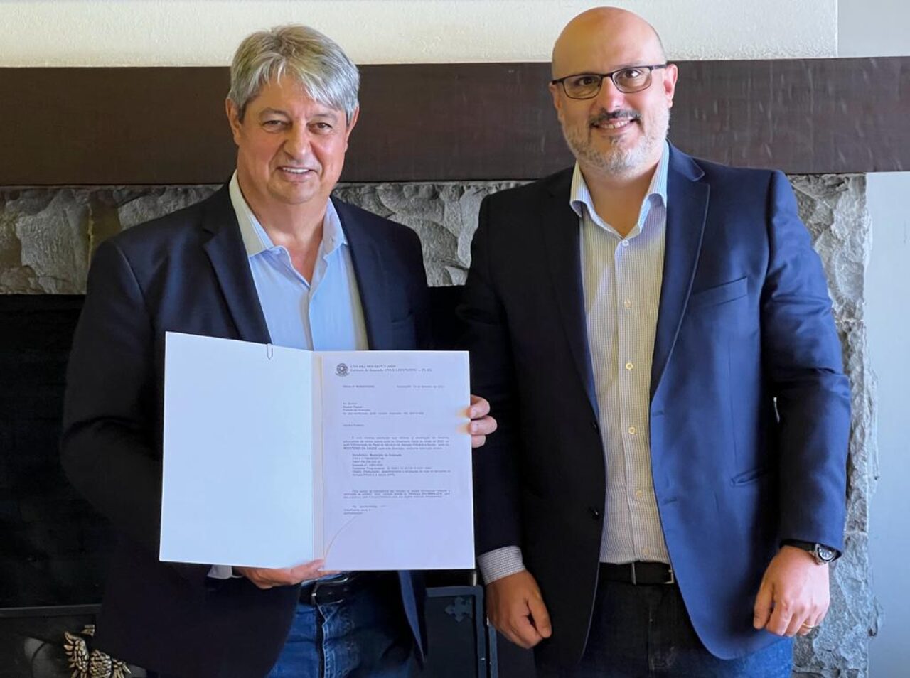 Foto: Prefeito Nestor Tissot e Deputado Estadual Rodrigo Lorenzoni.