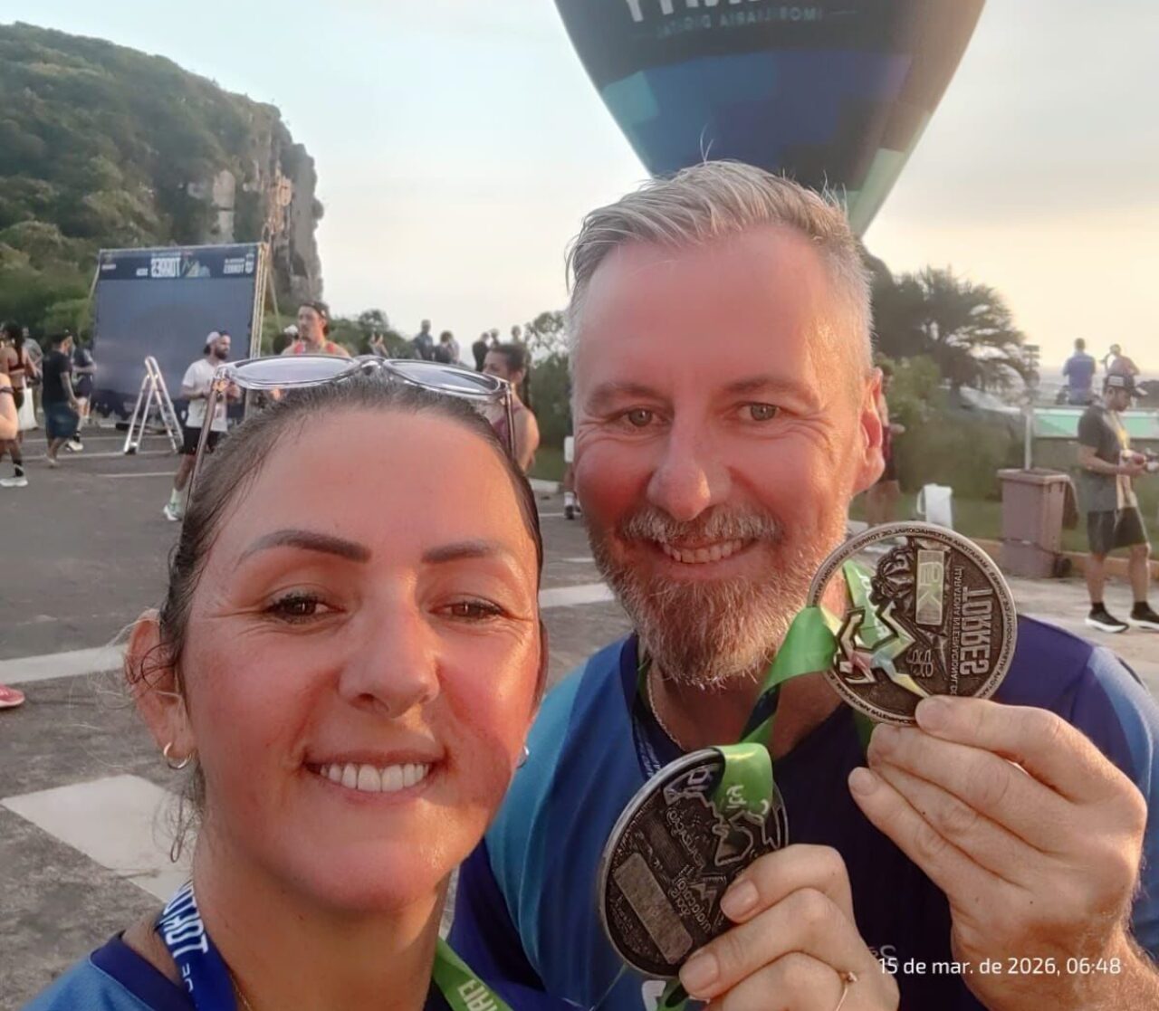 Márcia Lodea da Silva(48 anos) e Marcos Eduardo Hohenturff (54 anos) na Maratona Internacional de Torres 5km