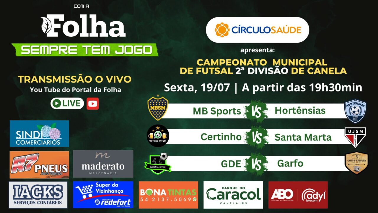 A rodada desta sexta tem transmissão ao vivo. Acompanhe pelo link: https://www.youtube.com/live/ZnVXoM_RwWM